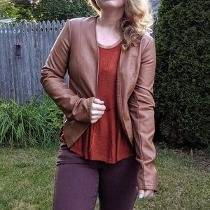 Garage Brown Faux Leather Jacket